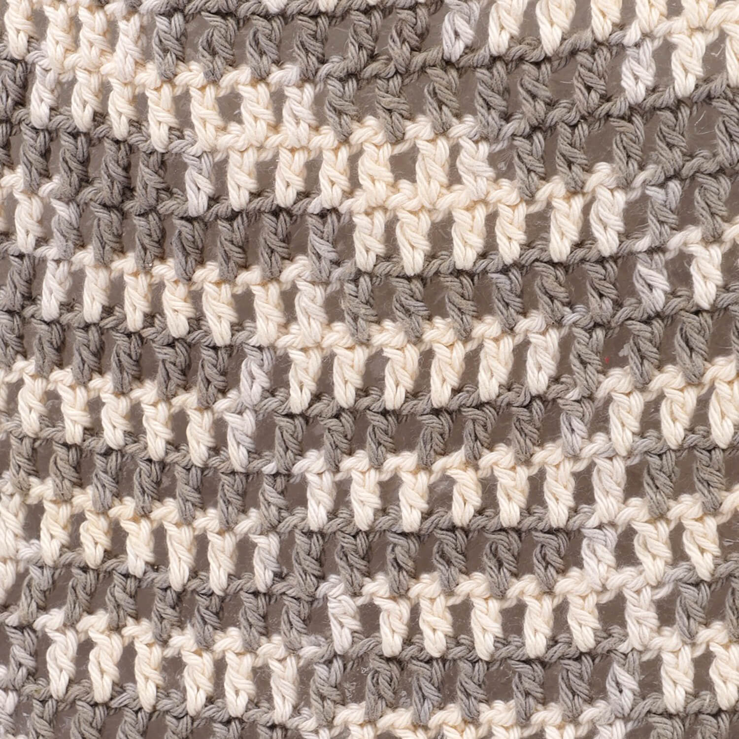 Handmade Crochet Market Bag - Cream, Grey 2800