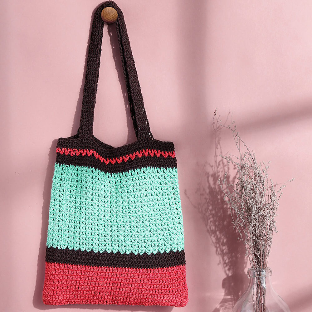 Handmade Crochet Market Bag - Multi-Color 2801