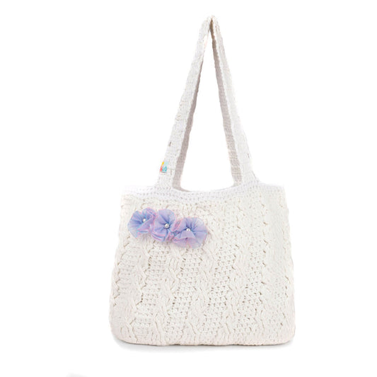 Handmade Crochet Market Bag - White 2802