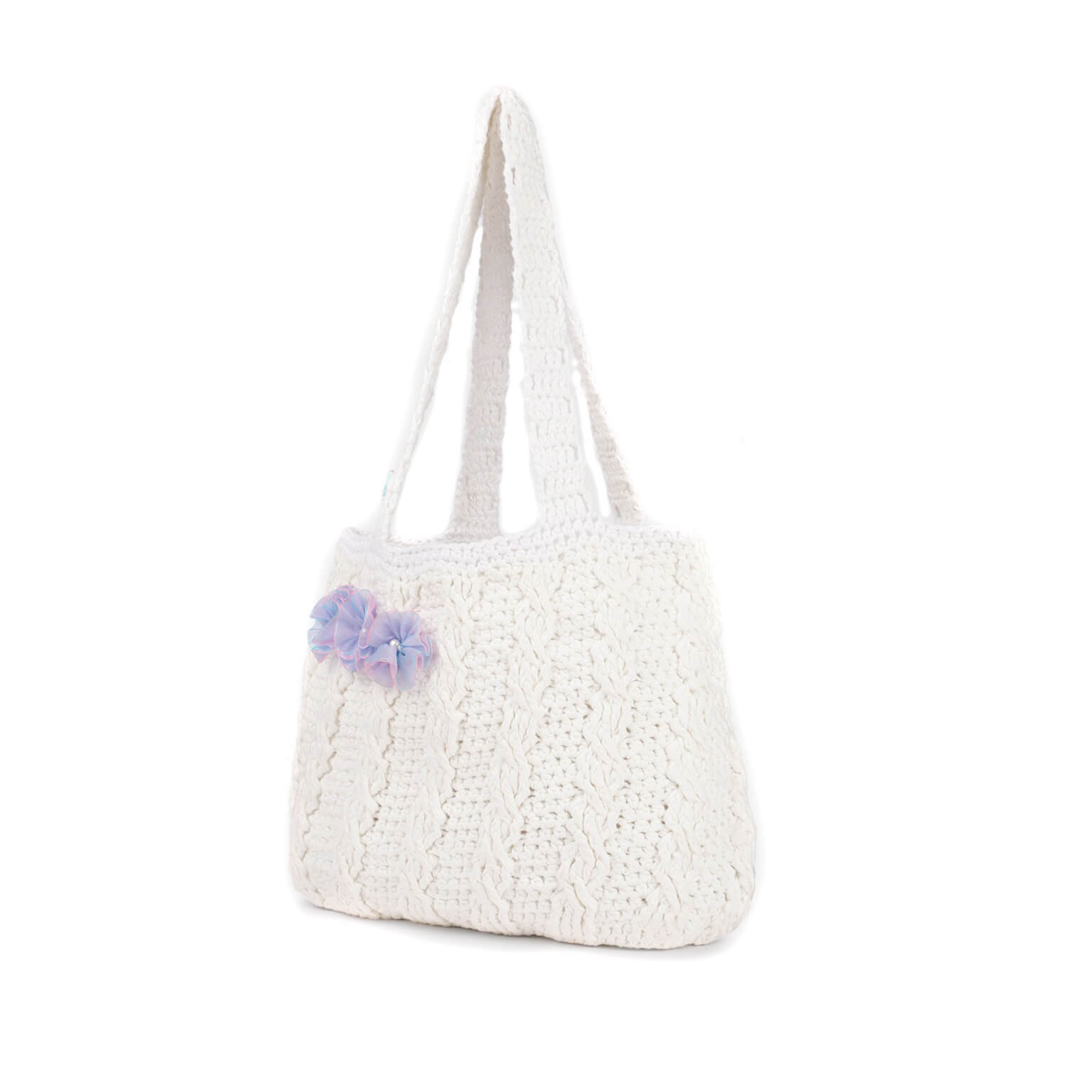 Handmade Crochet Market Bag - White 2802