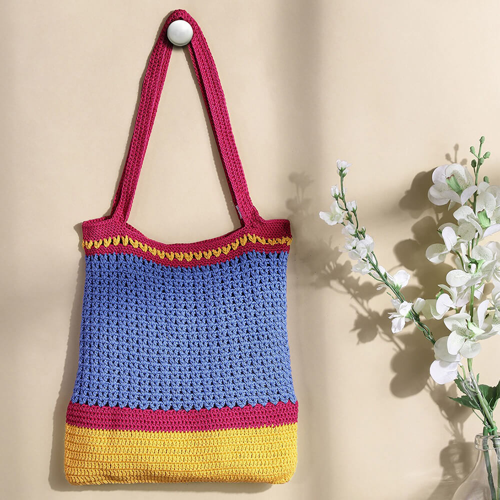 Handmade Crochet Market Bag - Multi-Color 2803