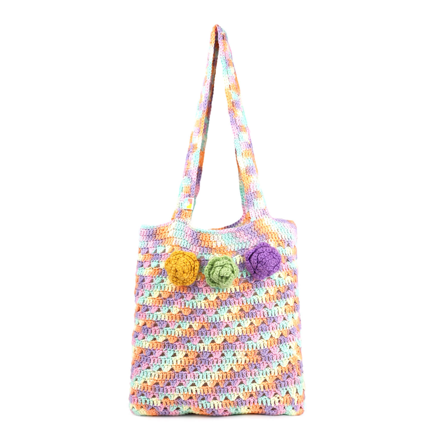 Handmade Crochet Market Bag - Multi-Color 2807