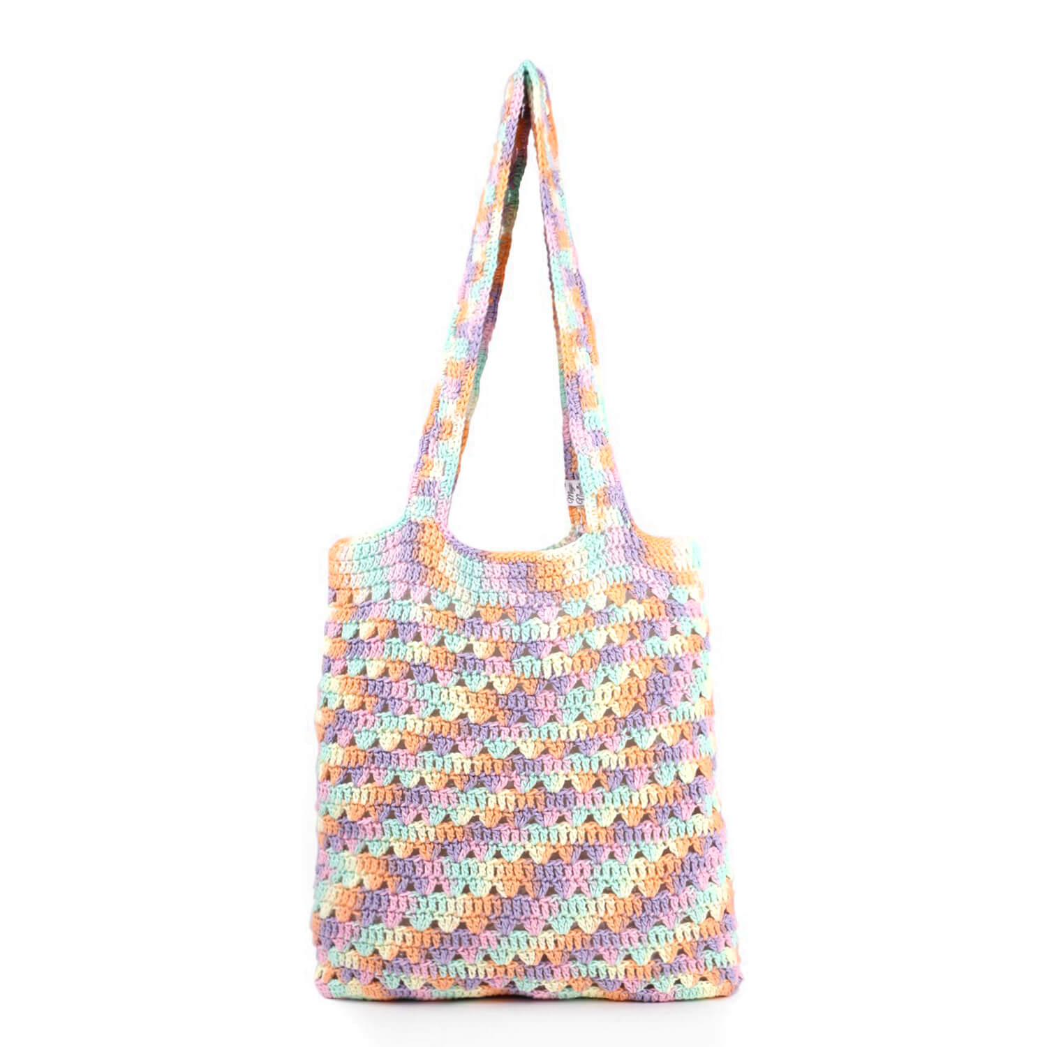 Handmade Crochet Market Bag - Multi-Color 2807