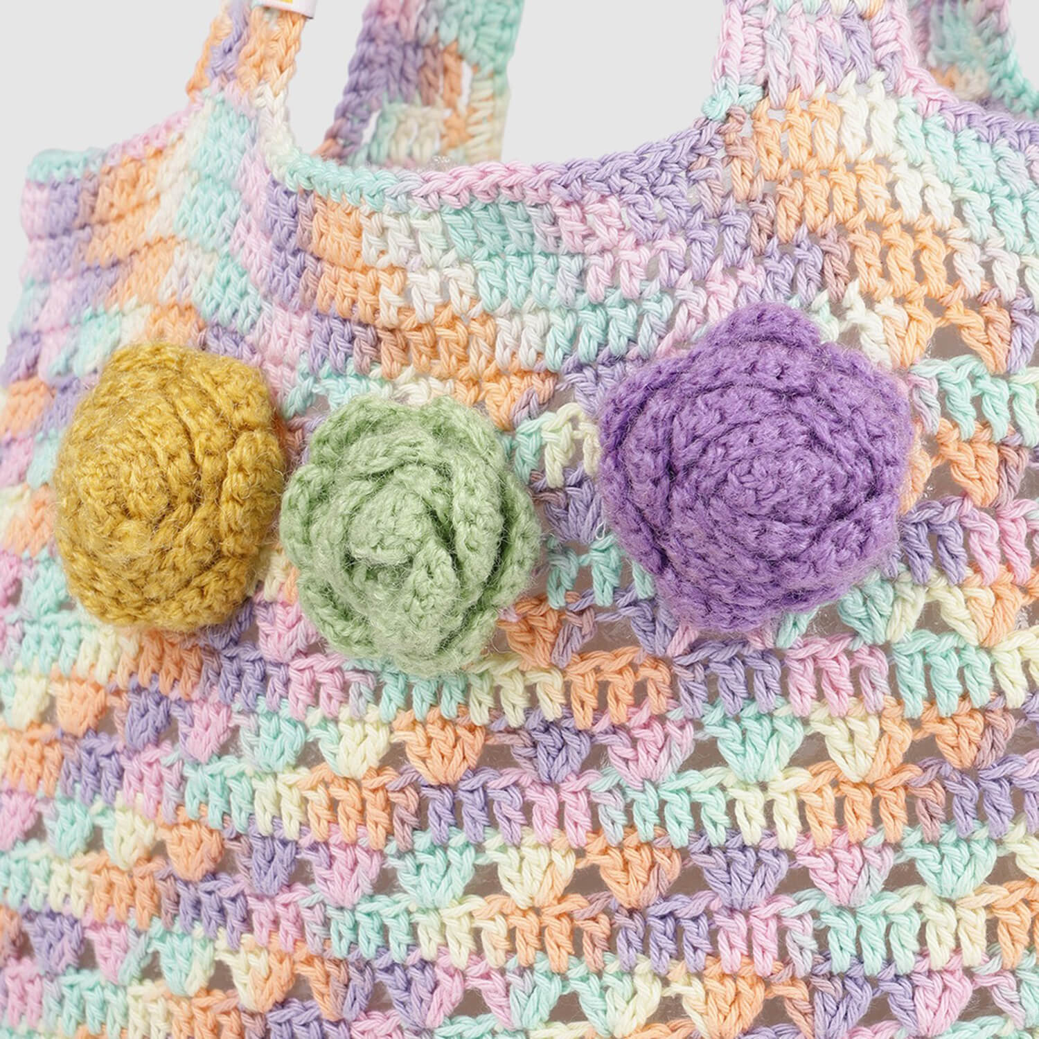 Handmade Crochet Market Bag - Multi-Color 2807