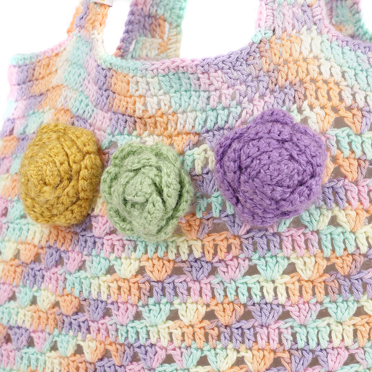 Handmade Crochet Market Bag - Multi-Color 2807