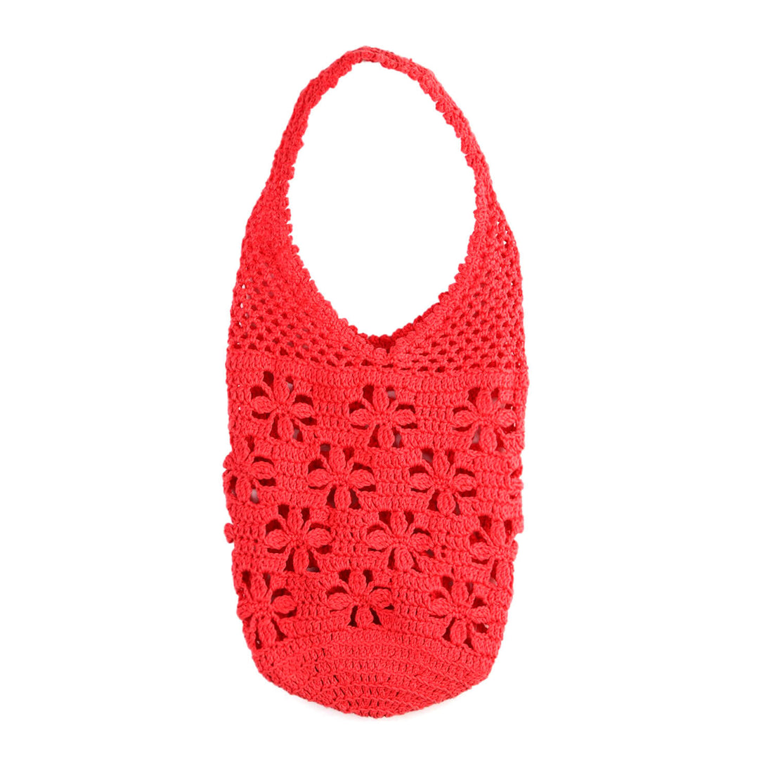 Handmade Crochet Market Bag - Coral Red 2808