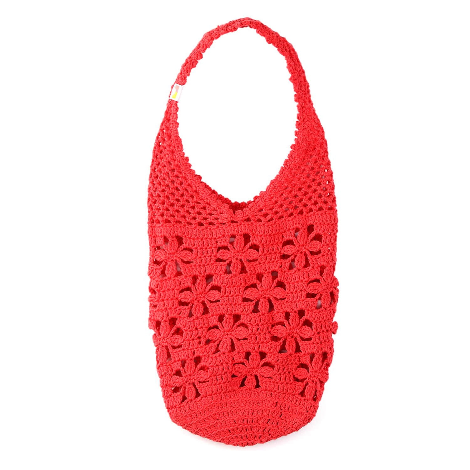 Handmade Crochet Market Bag - Coral Red 2808