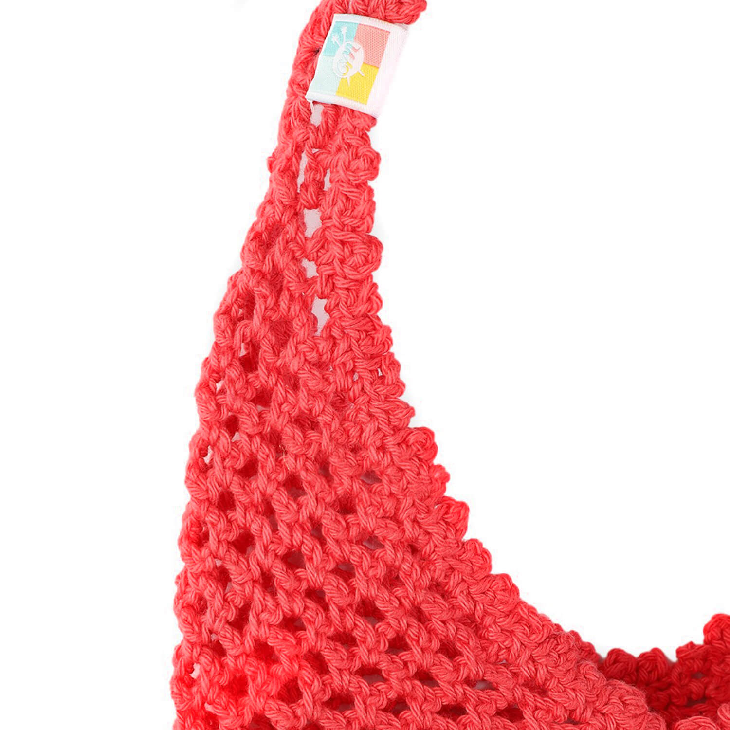 Handmade Crochet Market Bag - Coral Red 2808