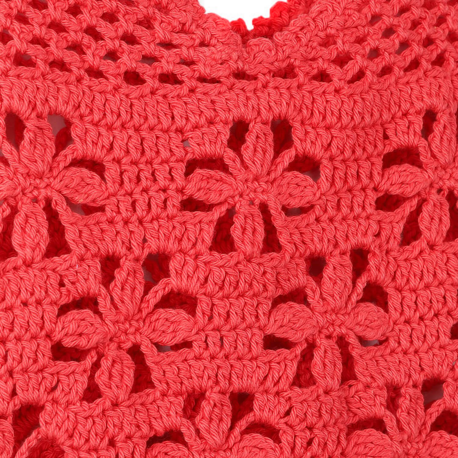Handmade Crochet Market Bag - Coral Red 2808