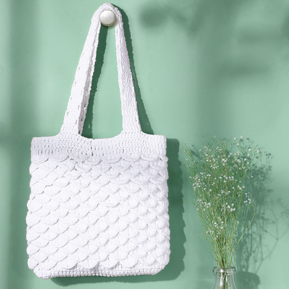 Handmade Crochet Market Bag - White 2809