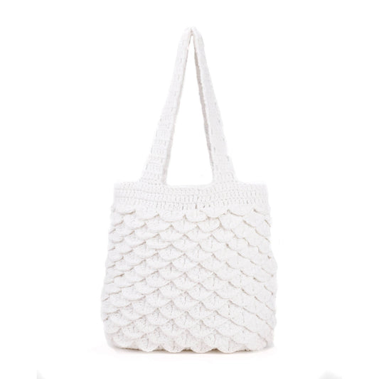 Handmade Crochet Market Bag - White 2809