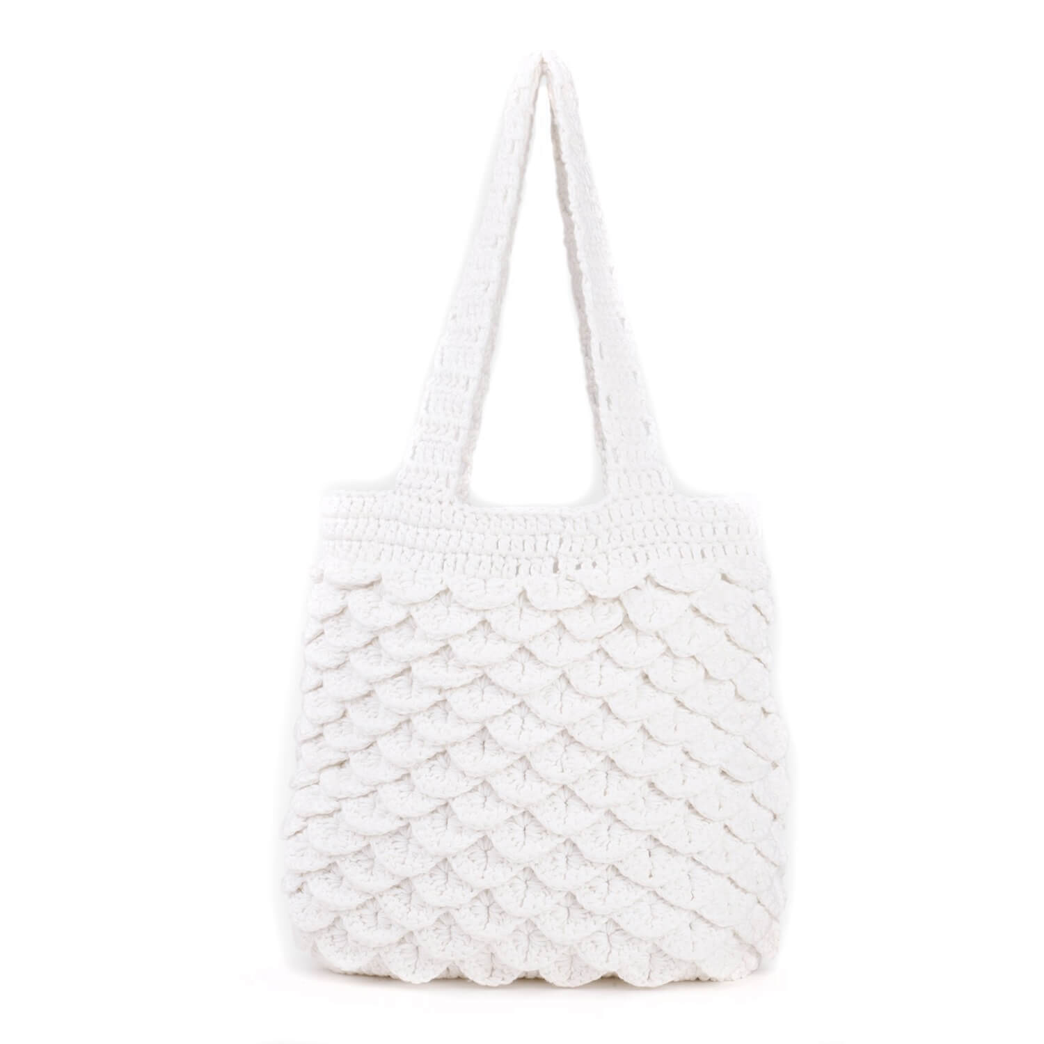 Handmade Crochet Market Bag - White 2809
