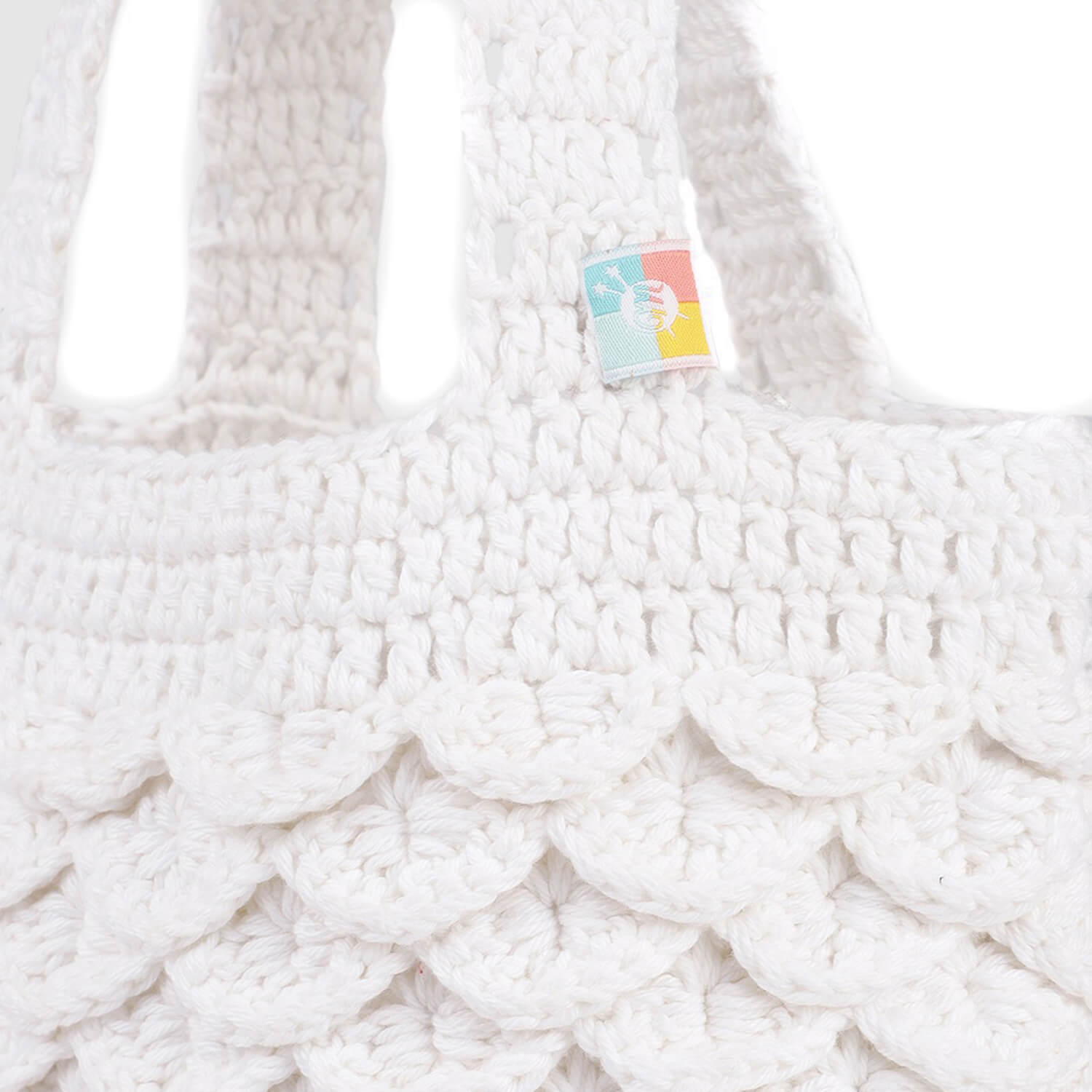 Handmade Crochet Market Bag - White 2809