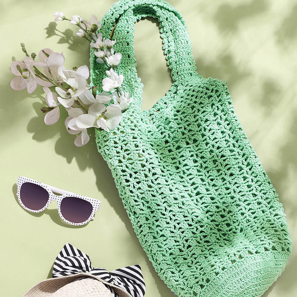 Handmade Crochet Market Bag - Light Green 2810