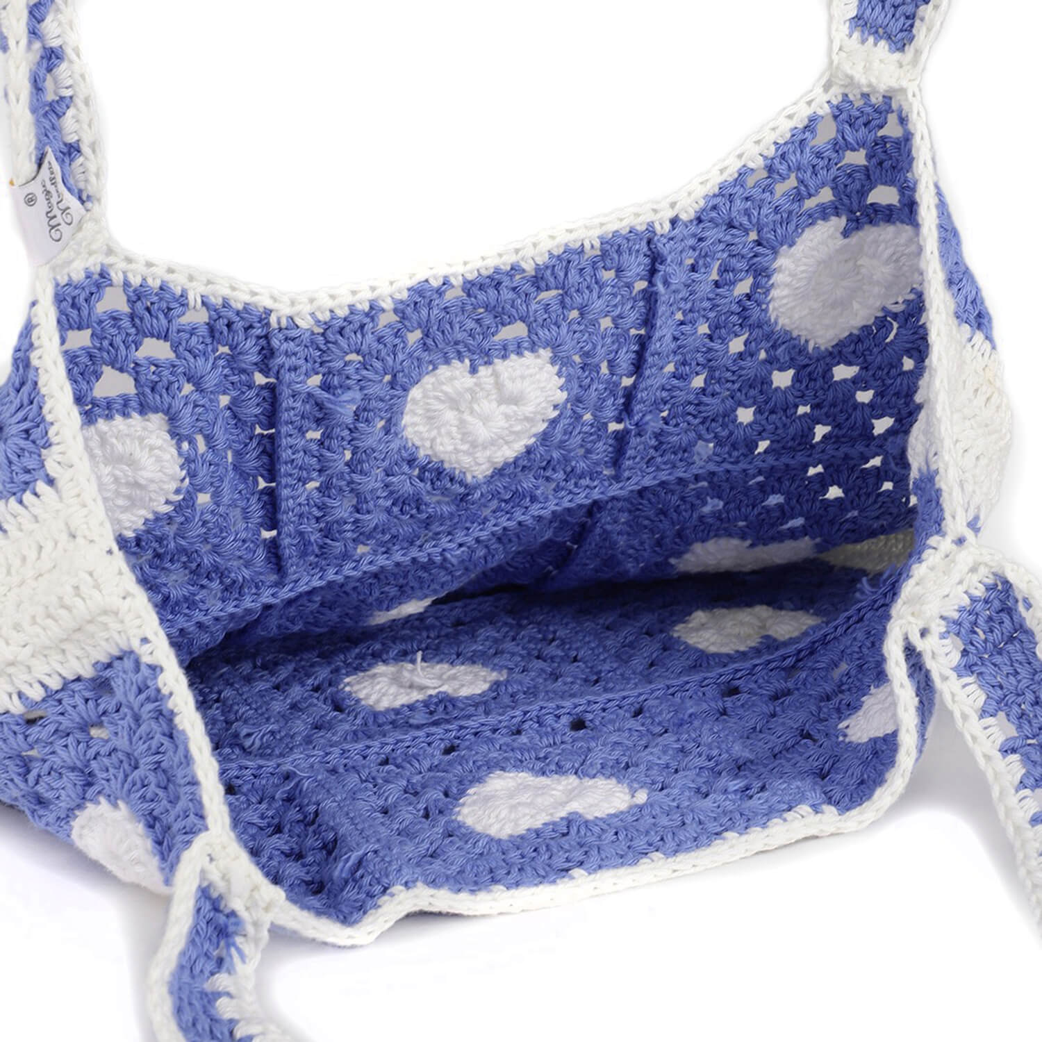 Handmade Crochet Market Bag - Blue, White 2812