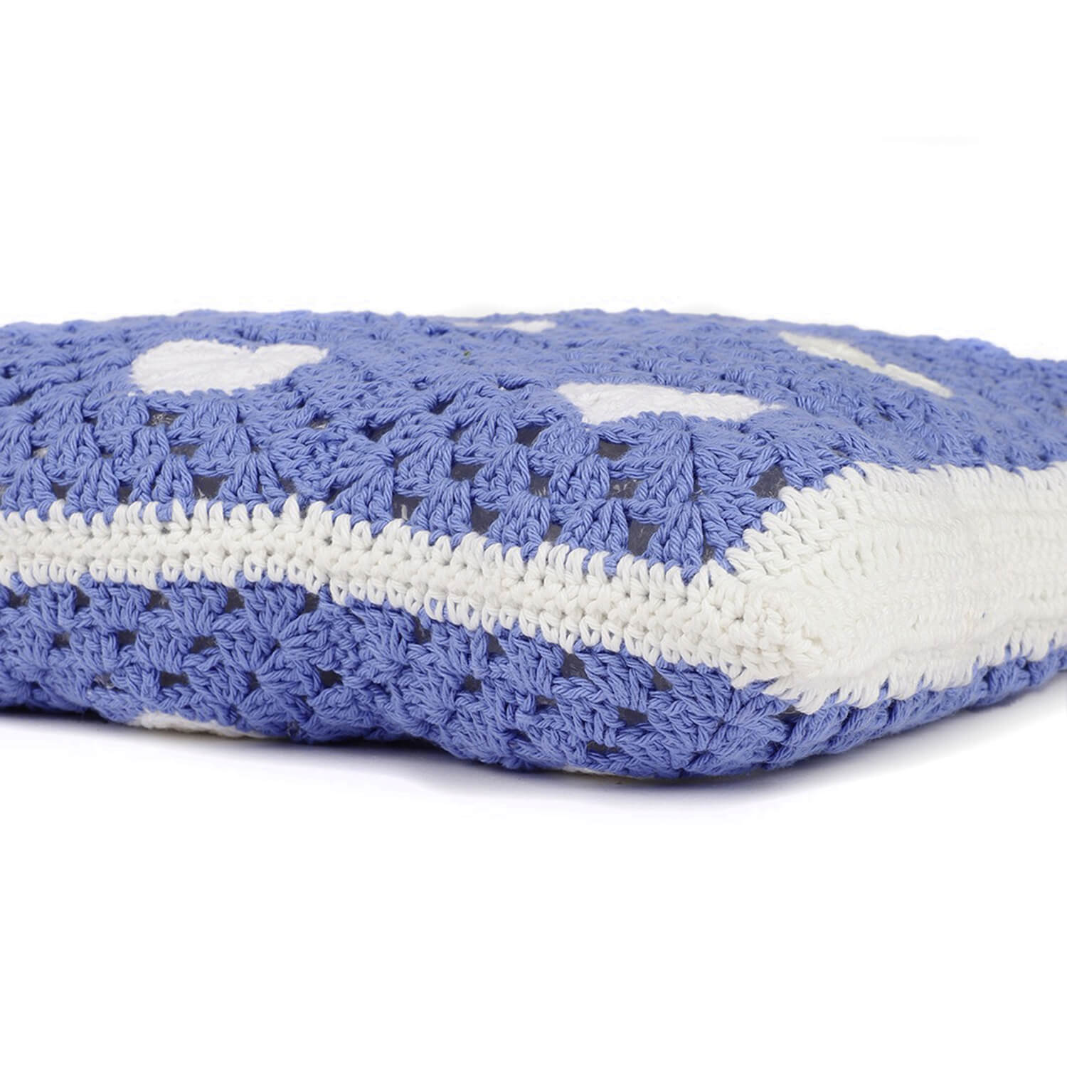 Handmade Crochet Market Bag - Blue, White 2812