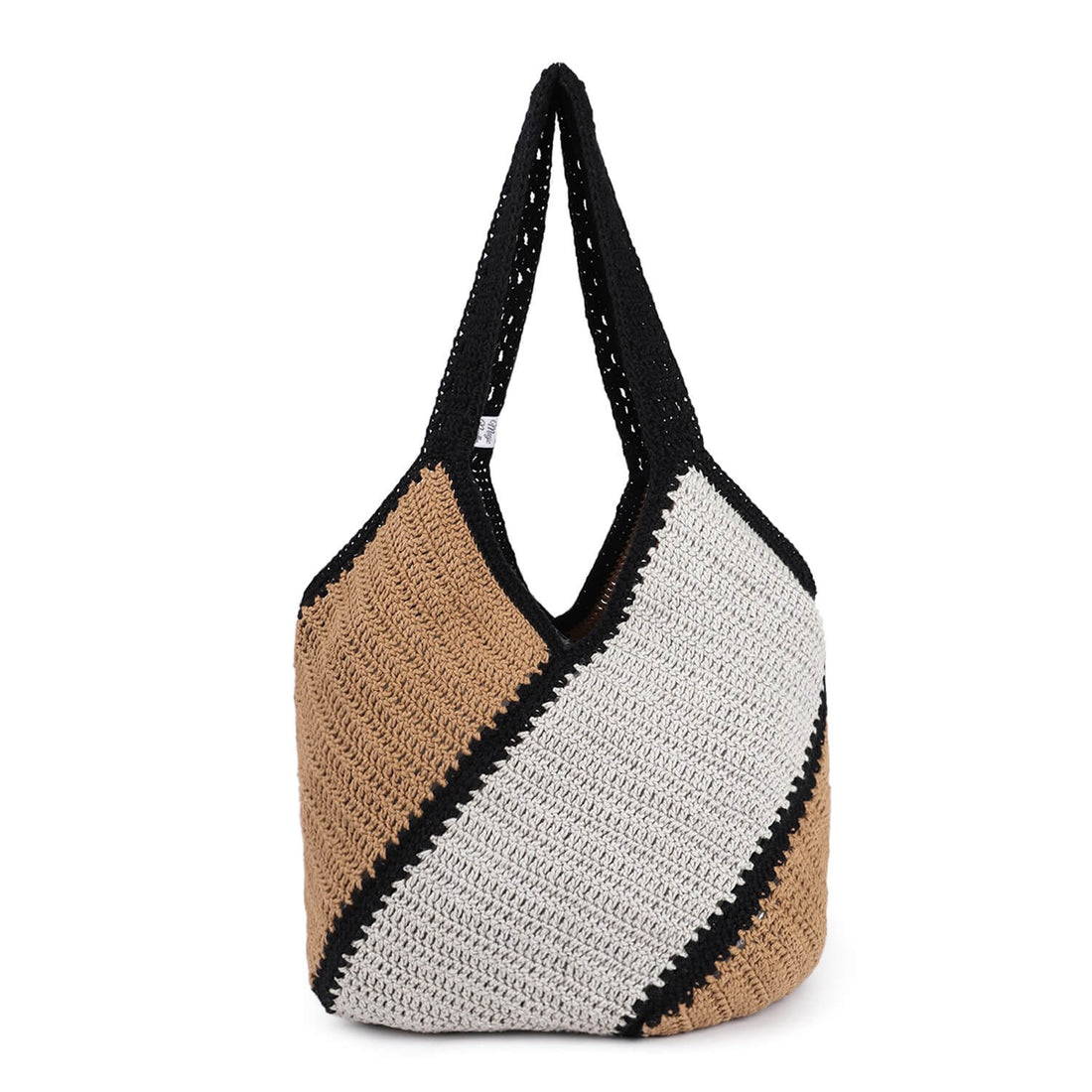 Handmade Crochet Market Bag - Black, Grey, Brown 2930