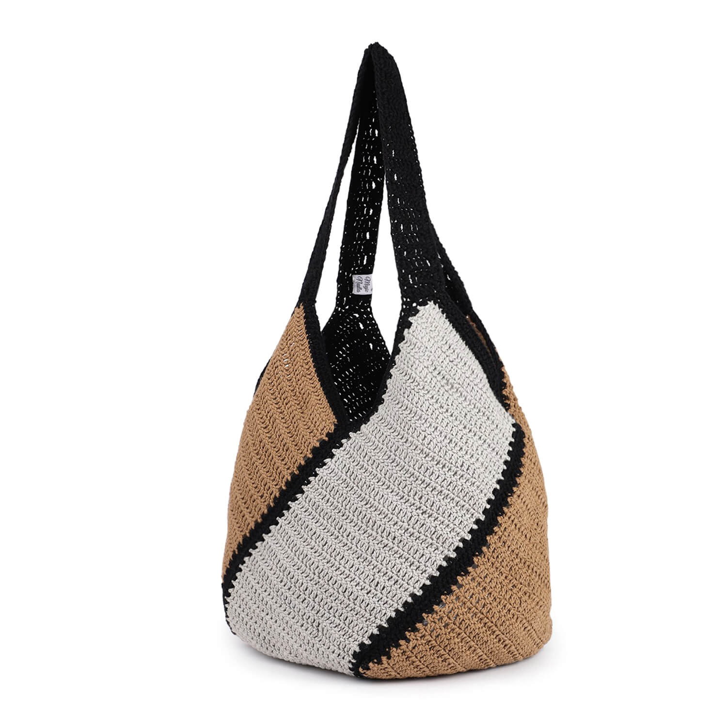 Handmade Crochet Market Bag - Black, Grey, Brown 2930