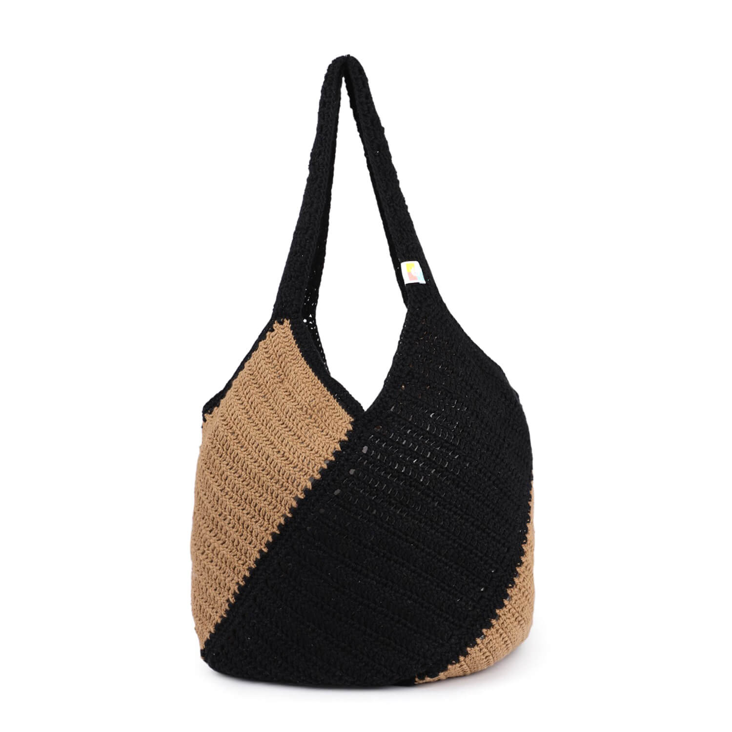 Handmade Crochet Market Bag - Black, Grey, Brown 2930