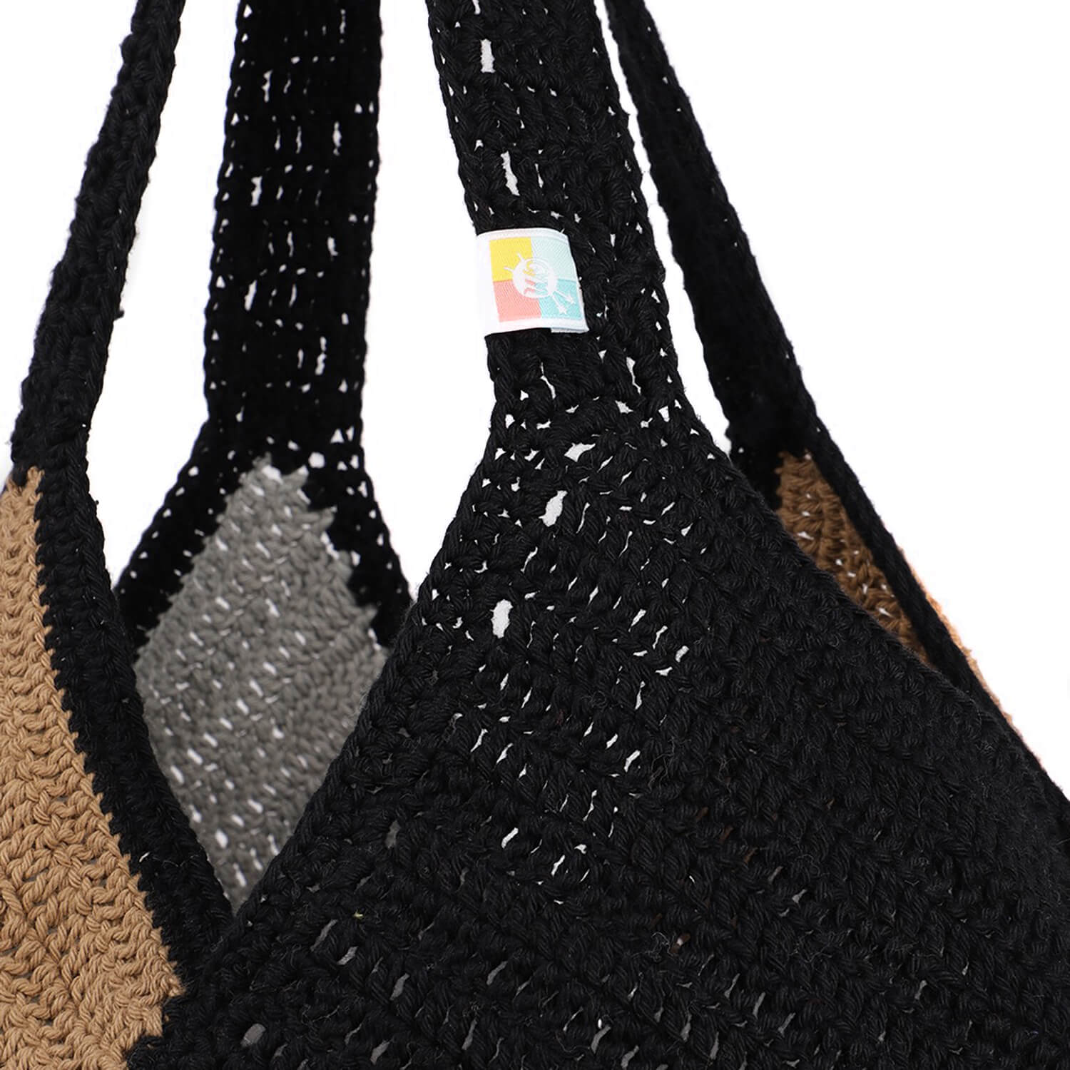 Handmade Crochet Market Bag - Black, Grey, Brown 2930