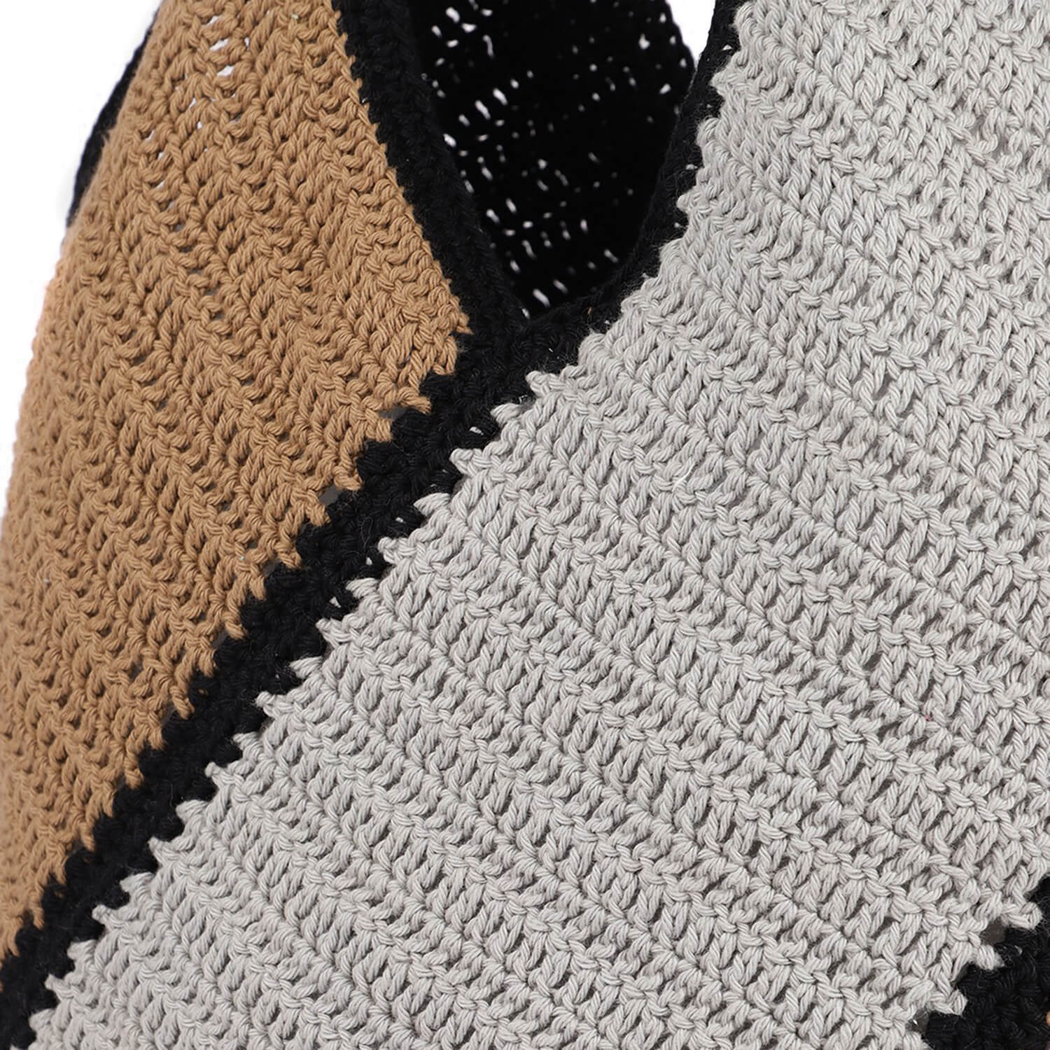 Handmade Crochet Market Bag - Black, Grey, Brown 2930