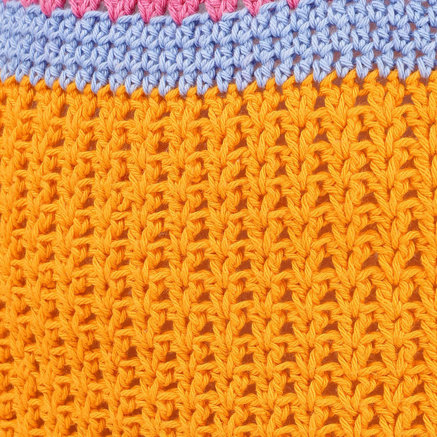 Handmade Crochet Market Bag - Pink, Yellow 2932