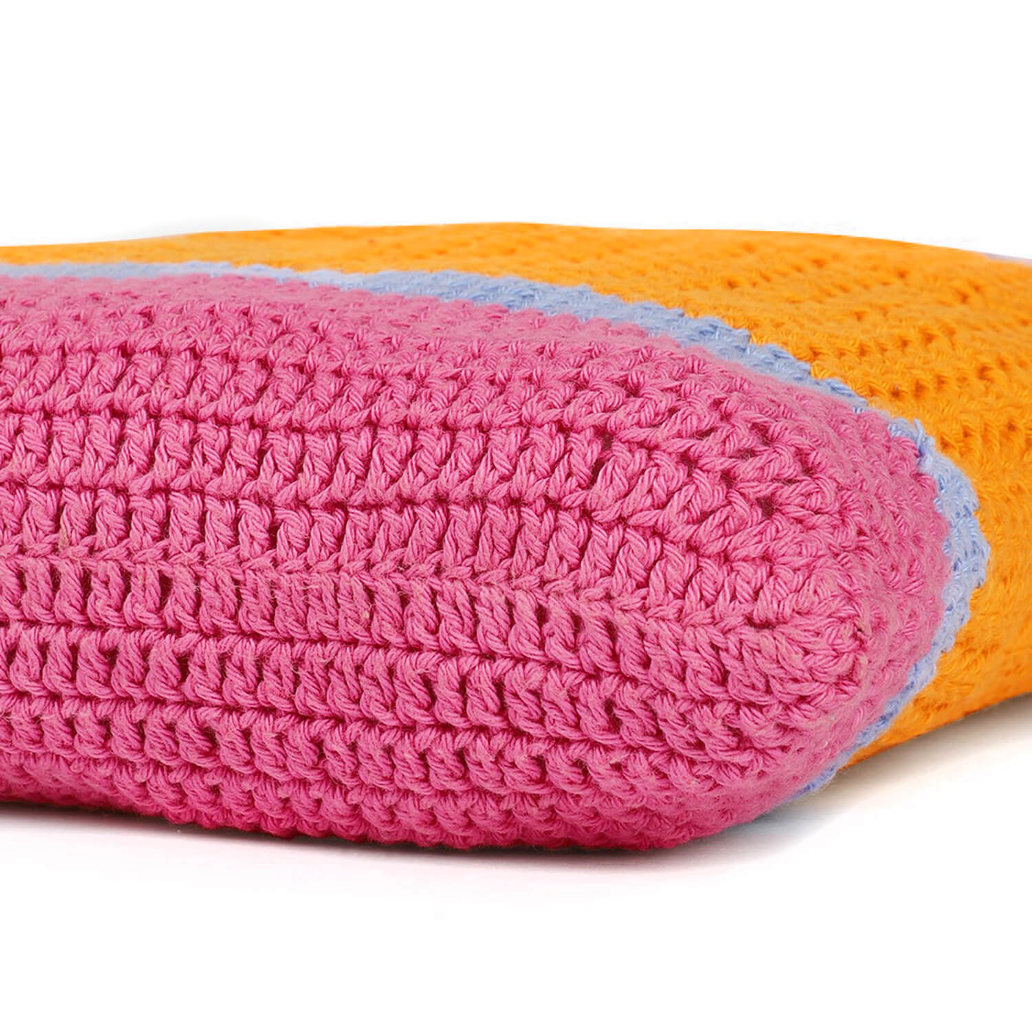 Handmade Crochet Market Bag - Pink, Yellow 2932