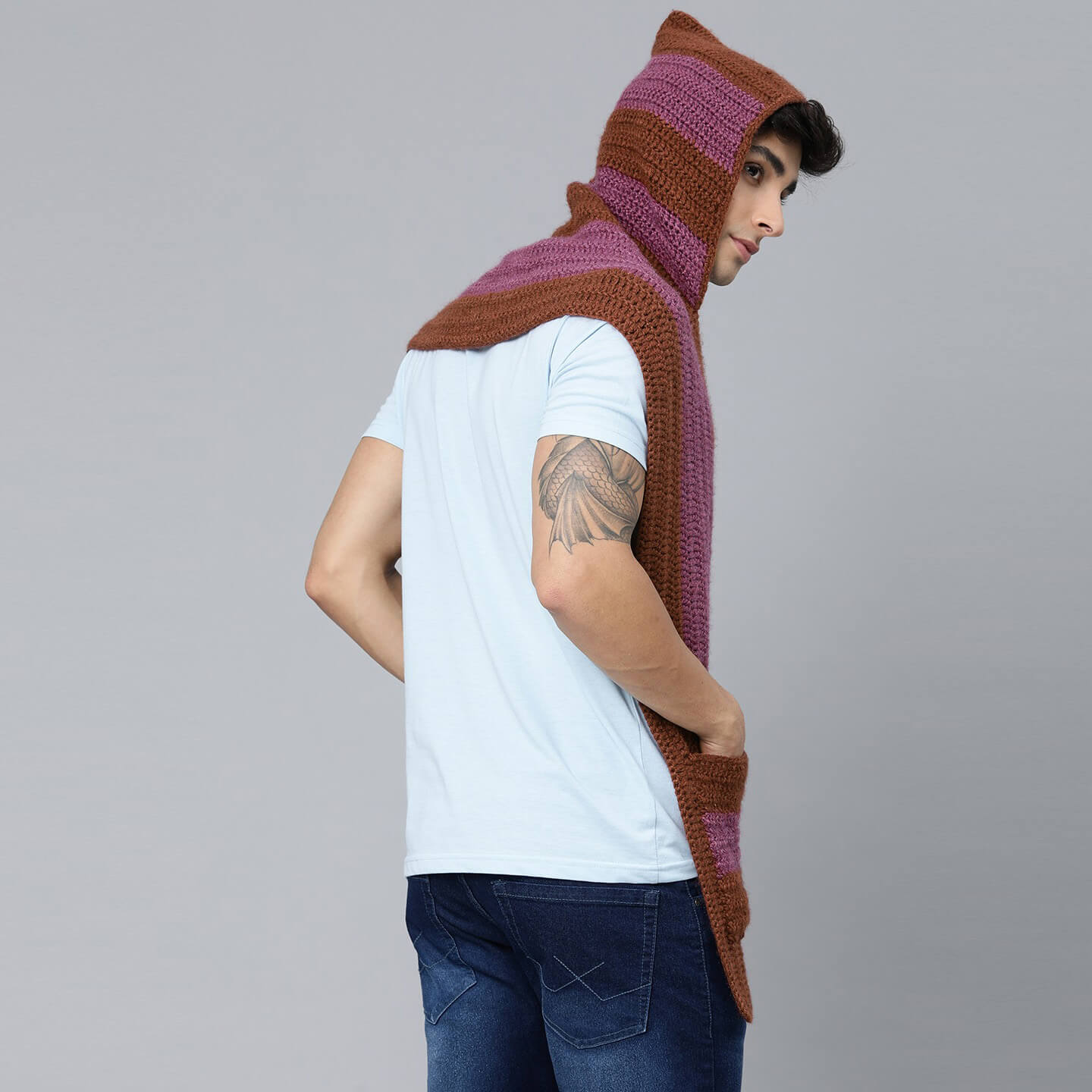 Hooded and Pocket Scarf - Multi-Color 2868