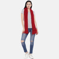 Bobble Stitch Scarf with Tassels - Red 1469