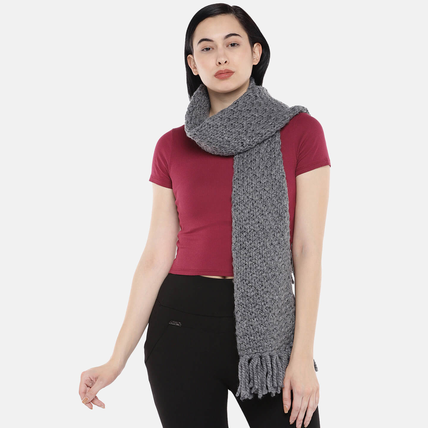 Scarf with Tassels - Grey 1682