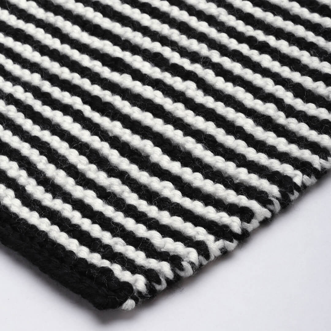 Black and White Striped Scarf - 1901