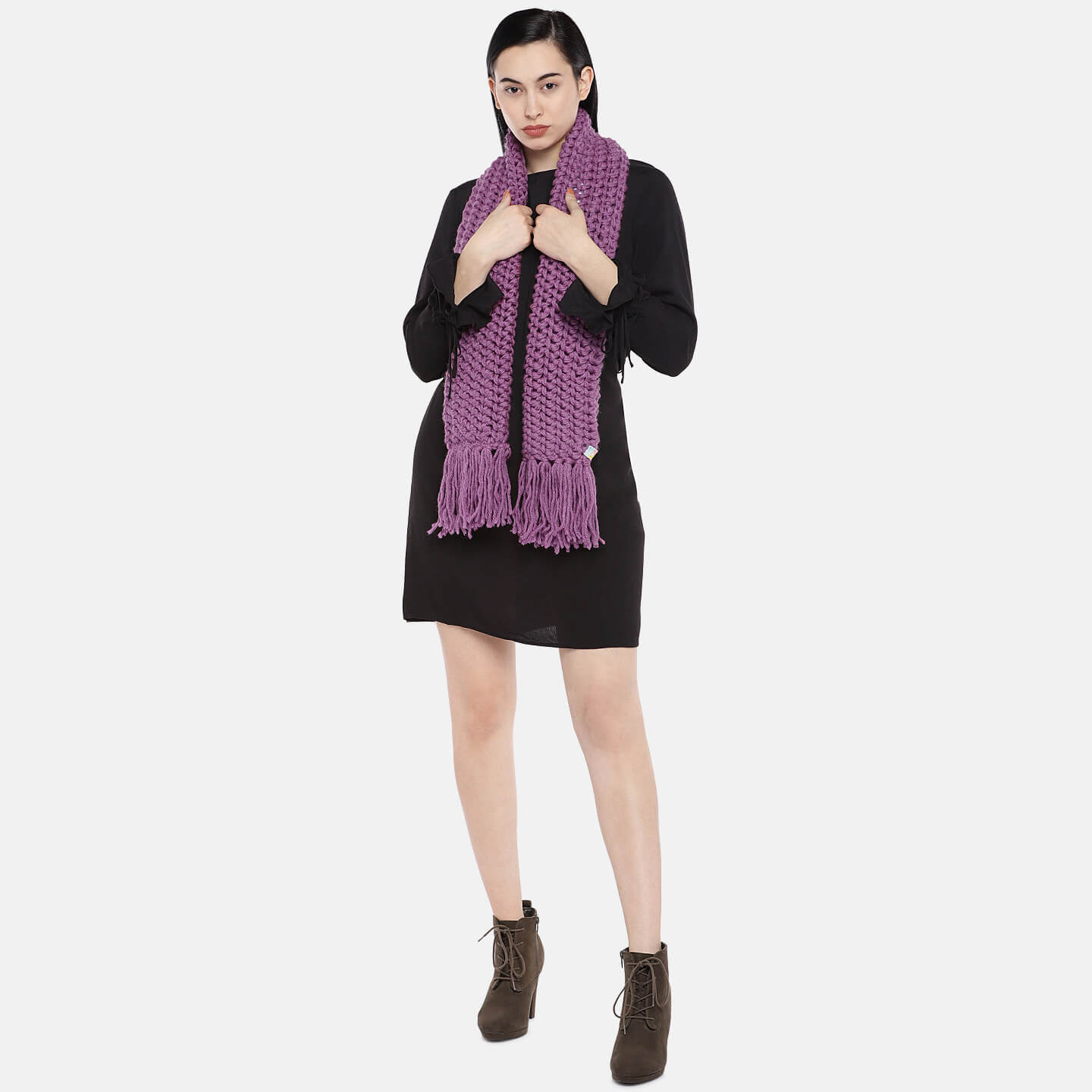 Self-Design Double Knit Scarf - Purple 234