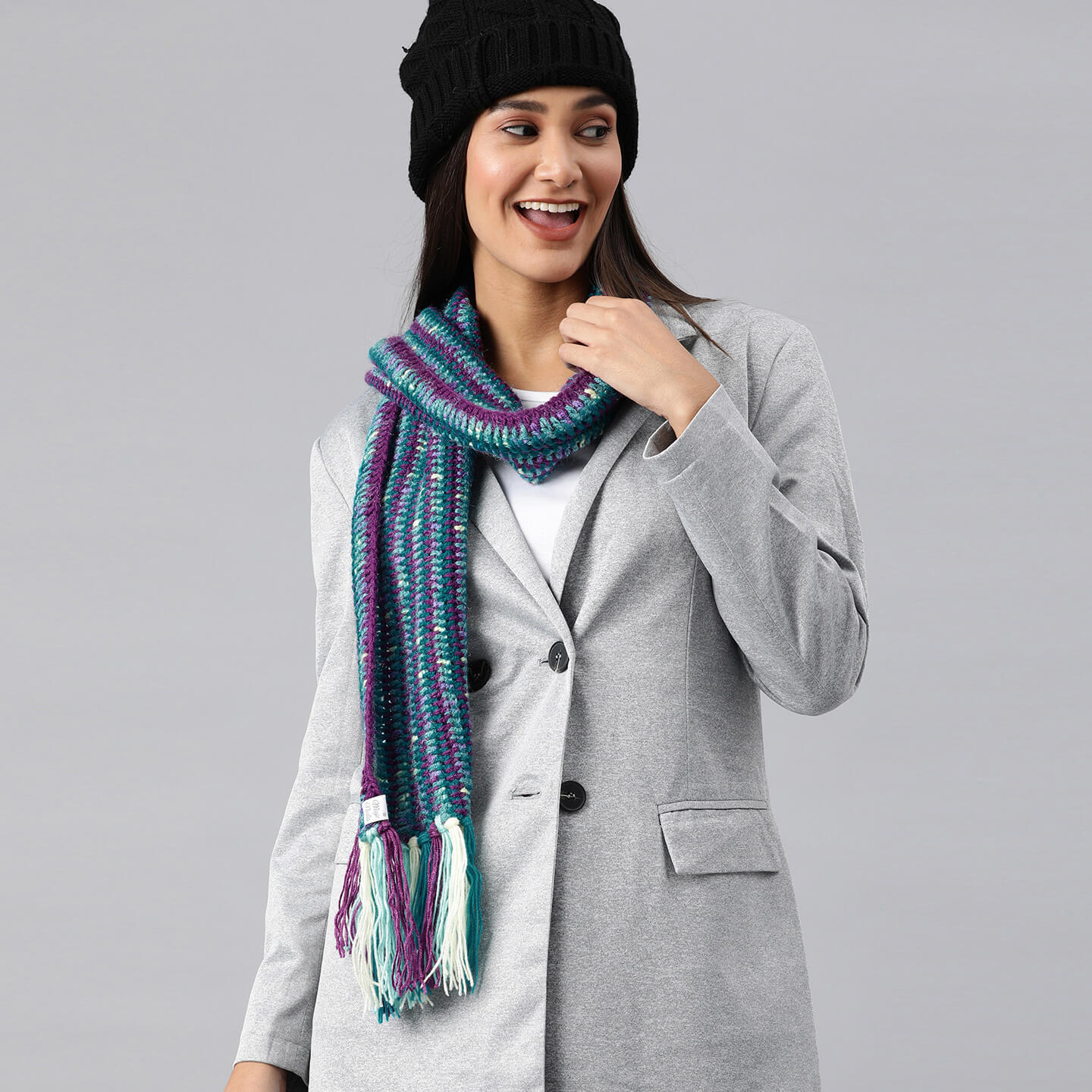 Scarf with Tassels - Multi-Color 2563