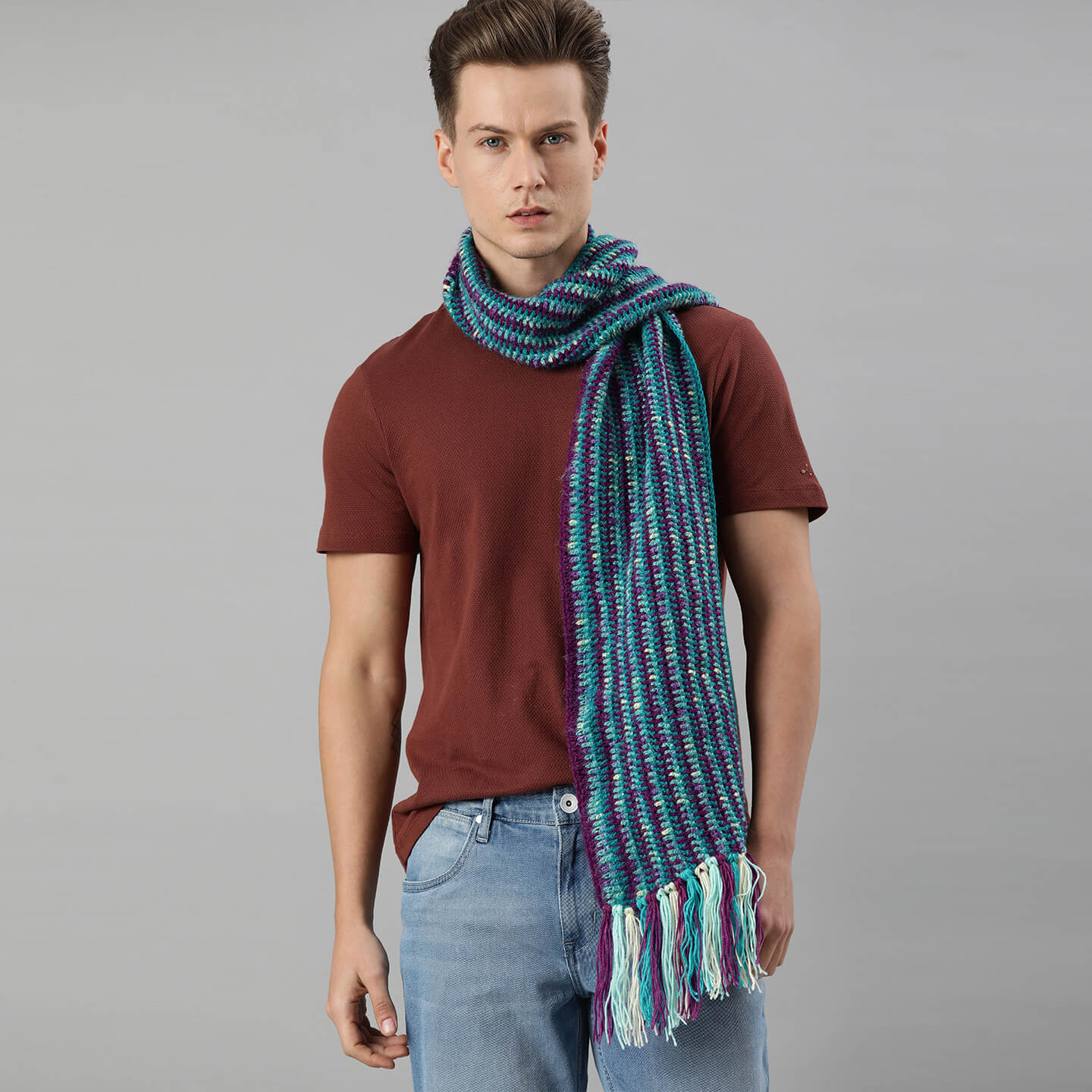 Scarf with Tassels - Multi-Color 2563