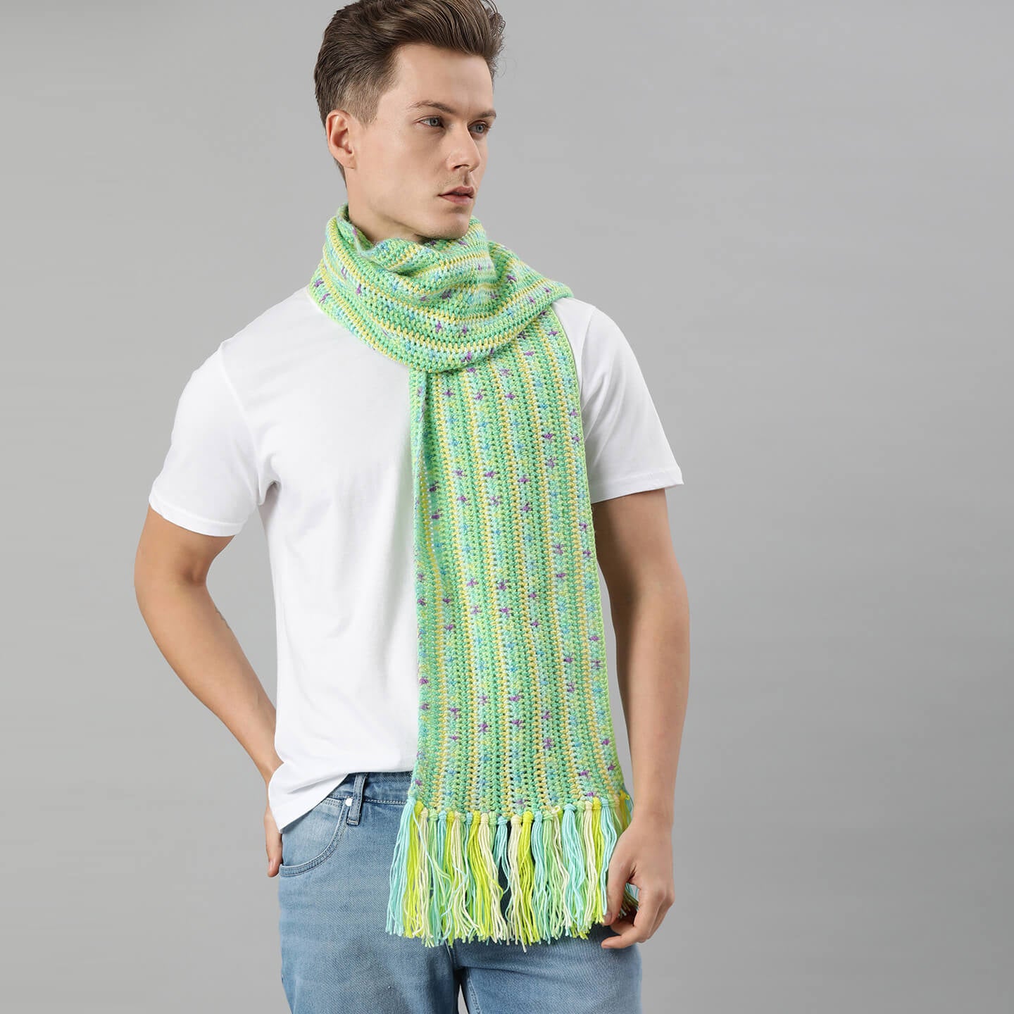 Scarf with Tassels - Multi-Color 2569