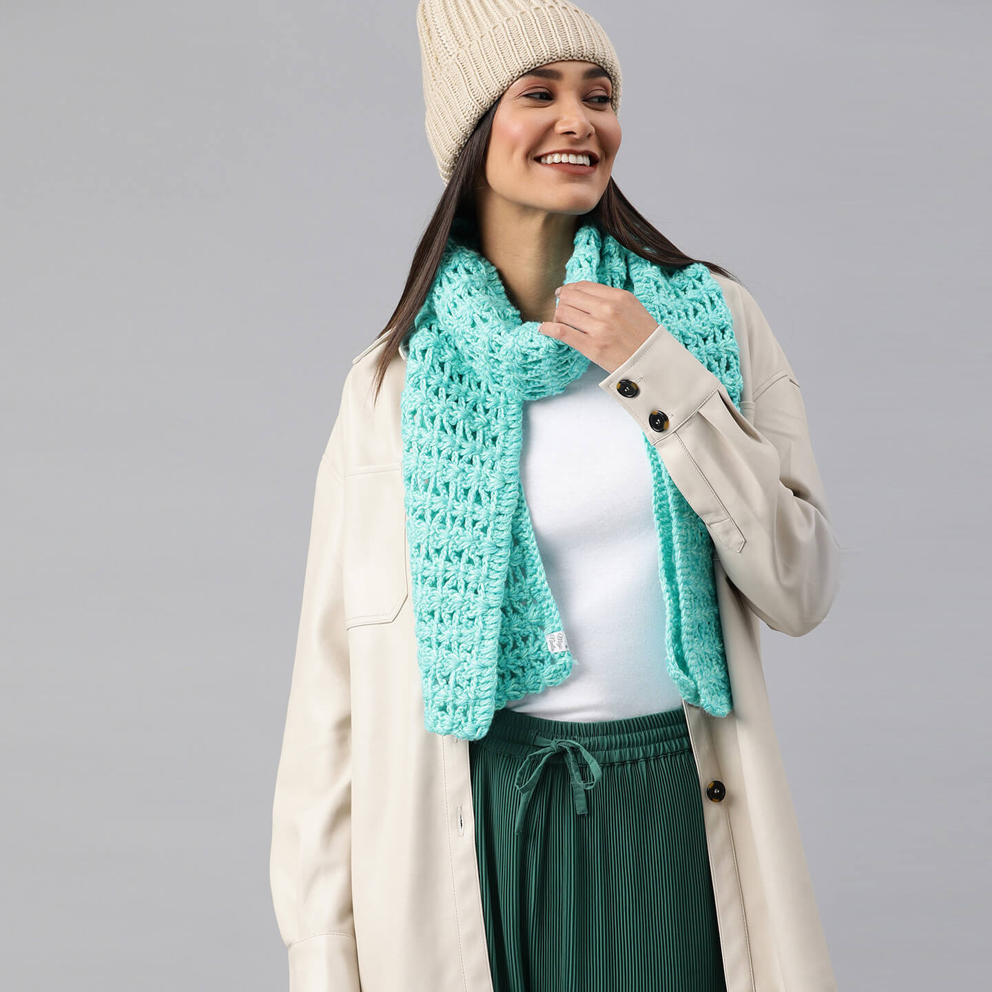 Self-Design Scarf - Green, Blue 2572