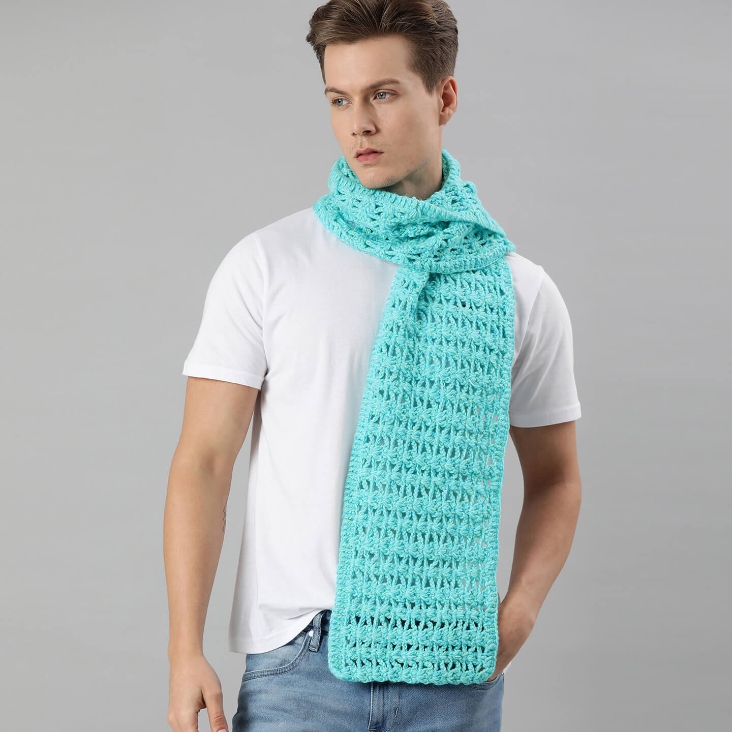 Self-Design Scarf - Green, Blue 2572