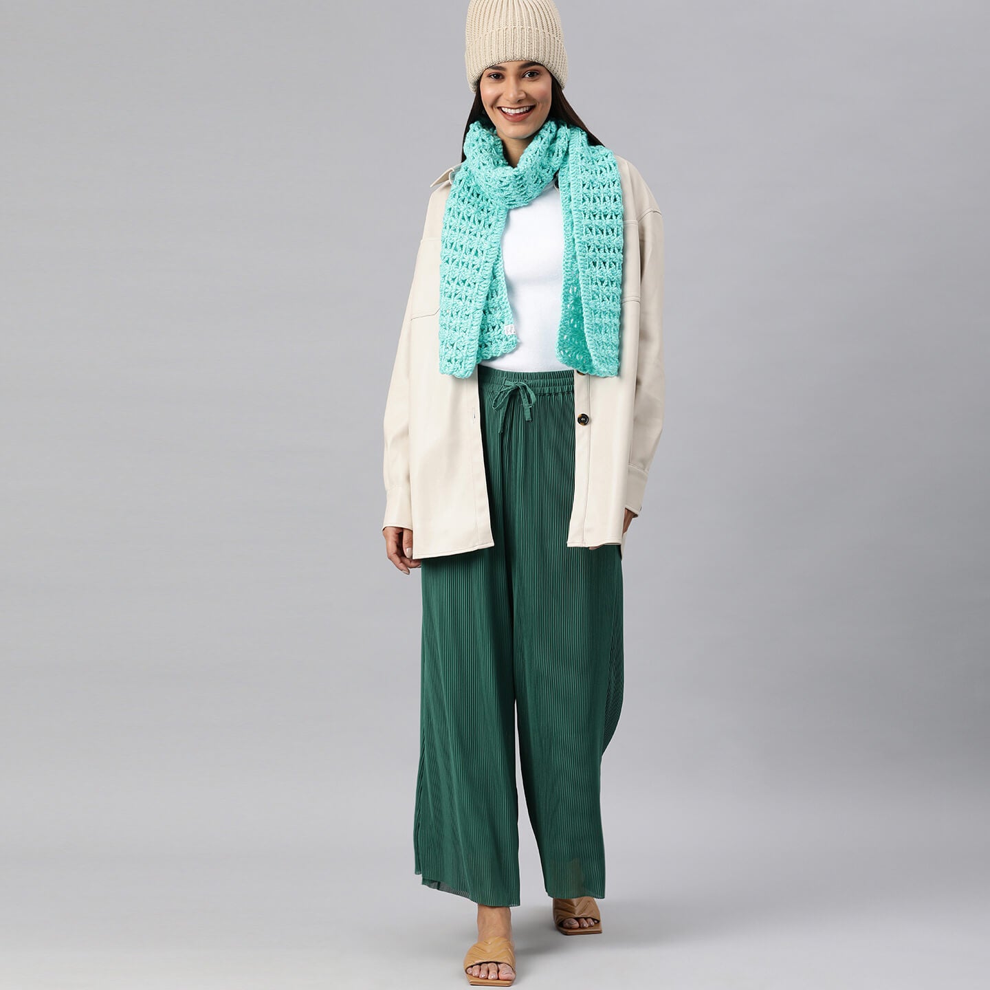 Self-Design Scarf - Green, Blue 2572