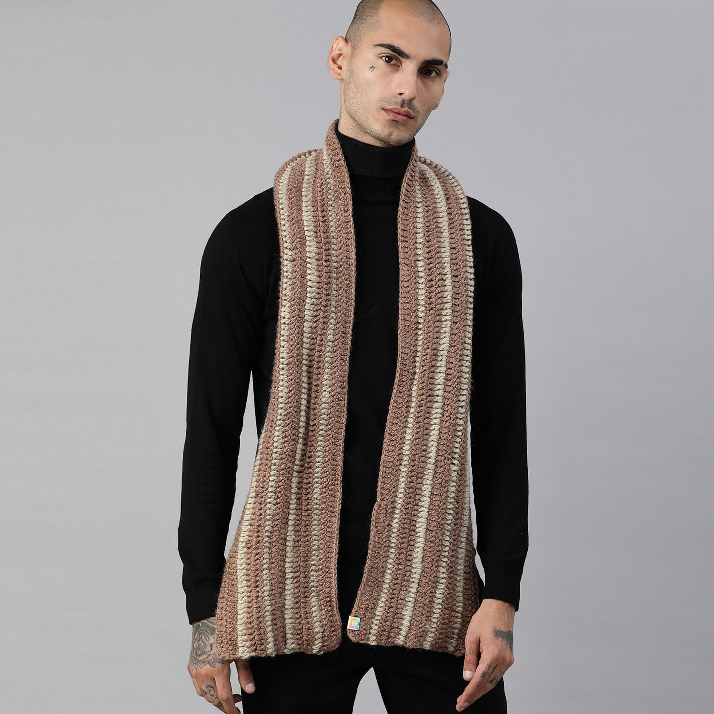 Self-Design Scarf - Brown, Beige 2573