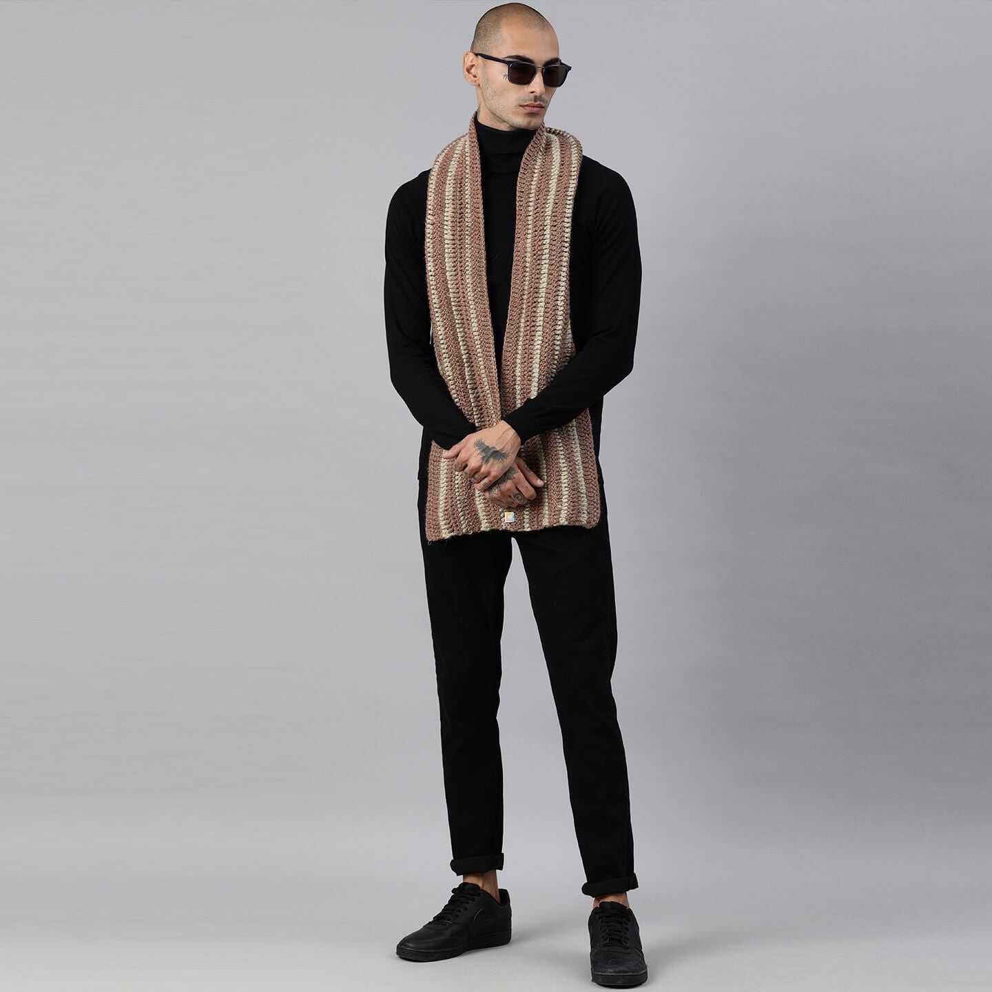 Self-Design Scarf - Brown, Beige 2573