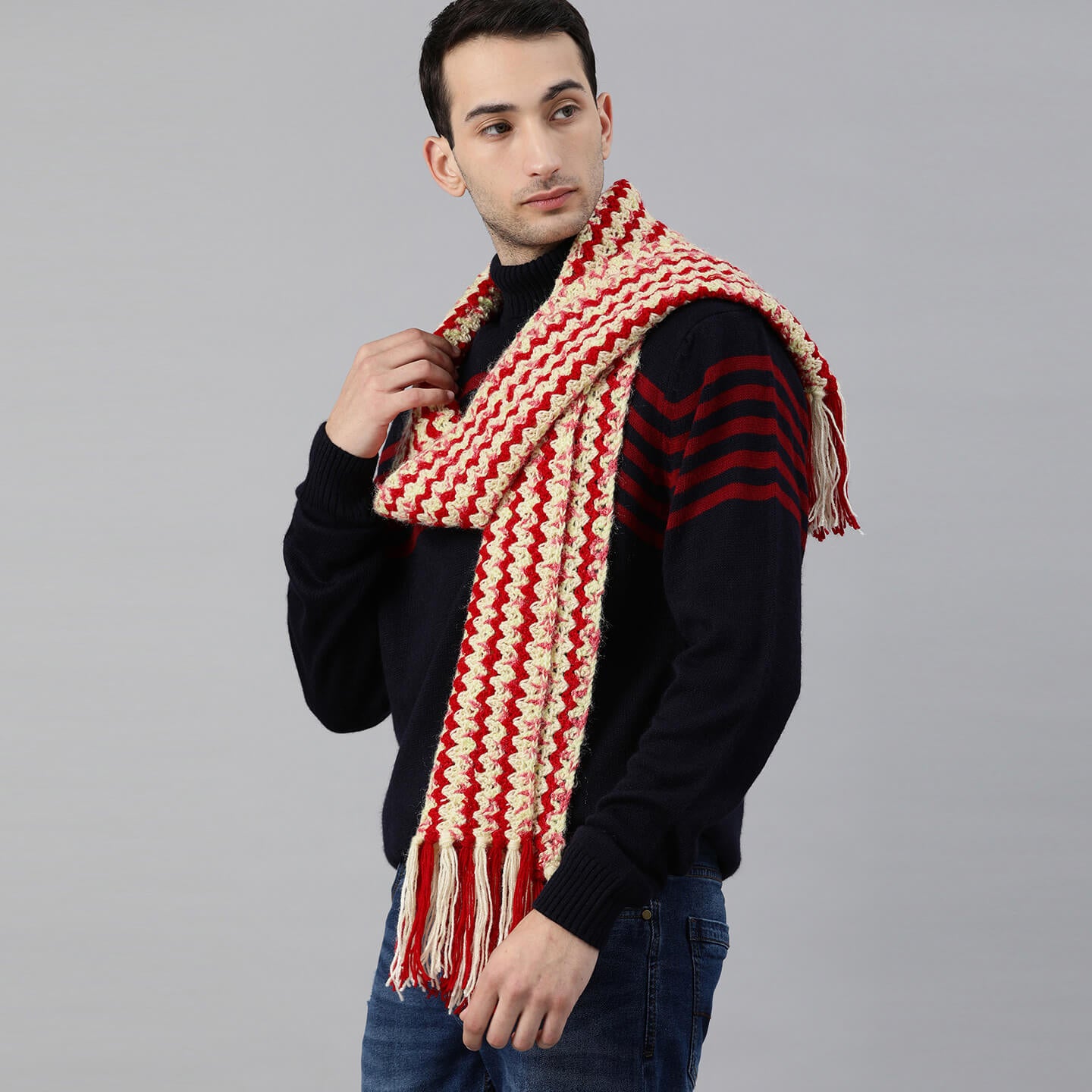 Scarf with Tassels - Multi-Color 2581