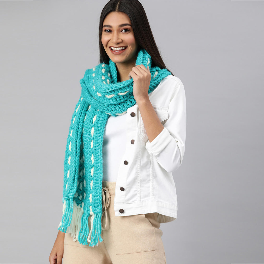 Thick and Warm Scarf - Teal Blue 2584