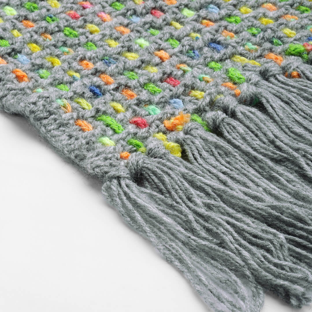 Net and Lace Scarf - Light Grey 2587