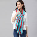 Thick and Warm Scarf - Blue, Coral Pink 2589