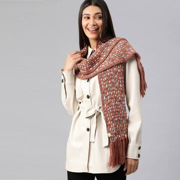 Scarf with Tassels - Brick Red 2593
