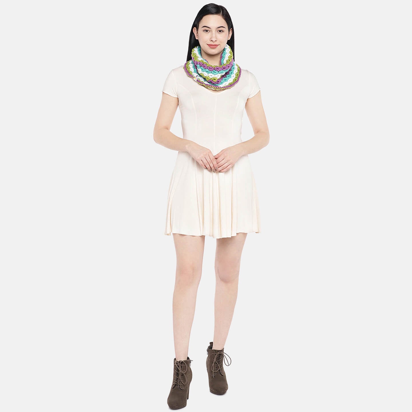 Self-Design Shell Stitch Neck Warmer - Multi-Color 261