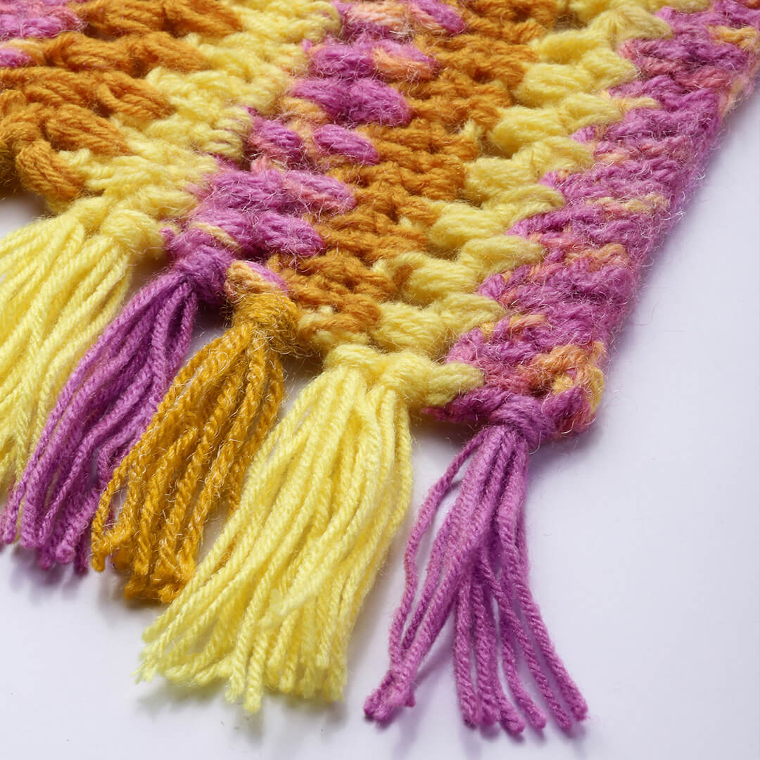 Scarf with Tassels - Yellow, Purple 2623