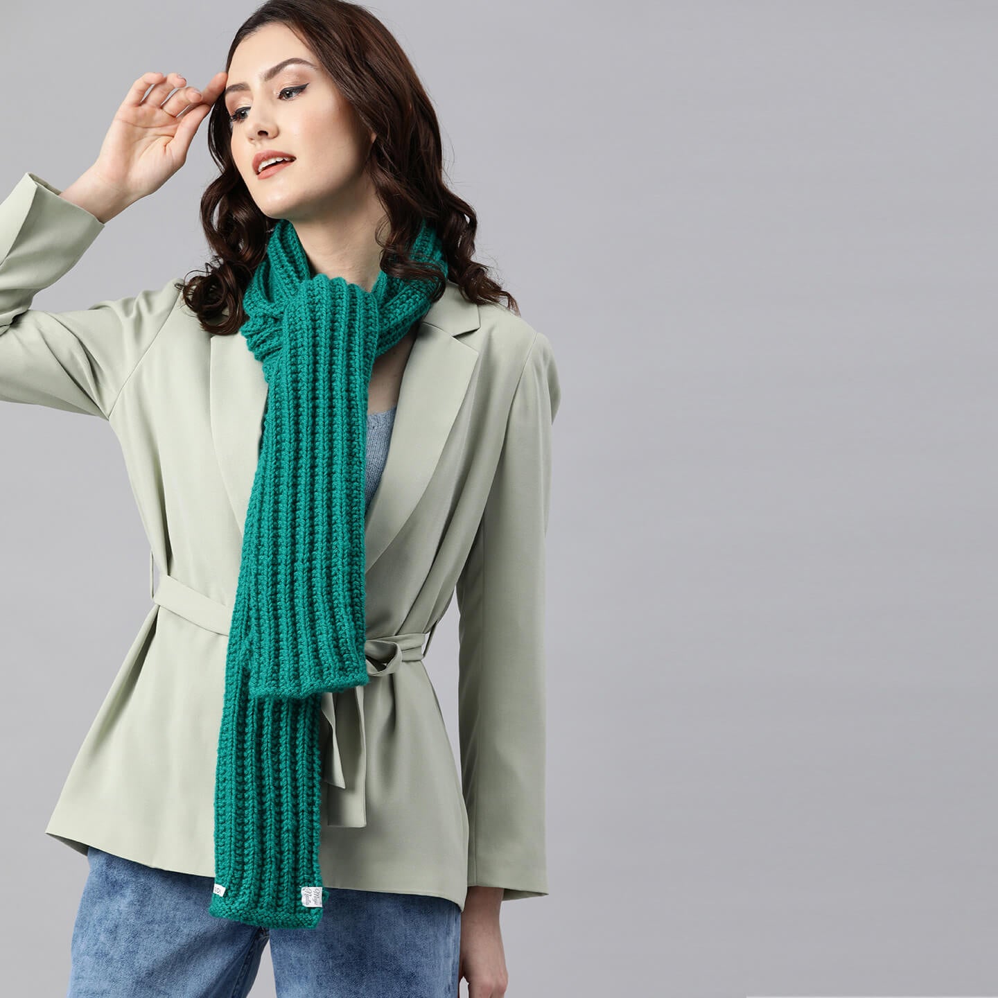 Scarf with Self Design - Dark Green 2639