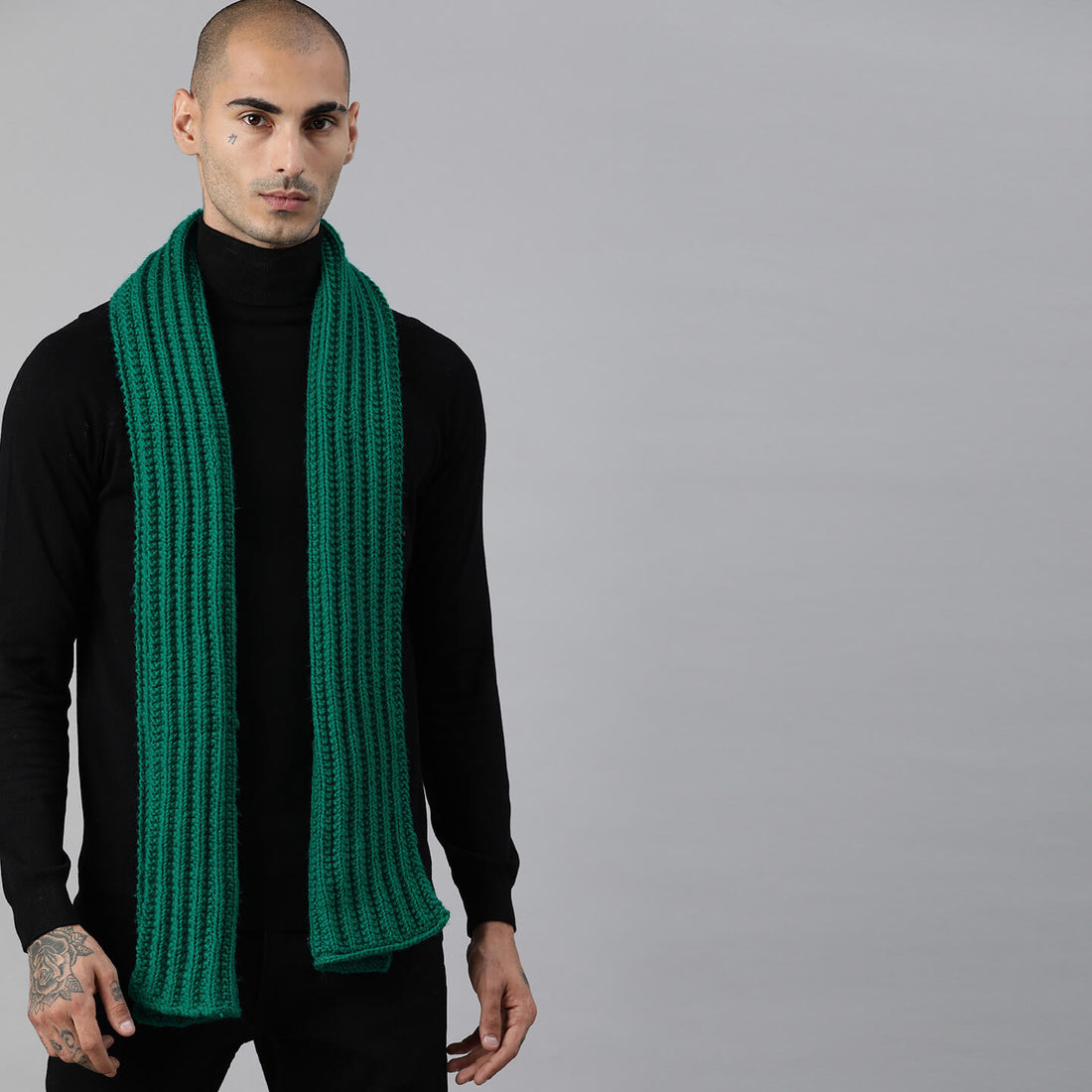 Scarf with Self Design - Dark Green 2639