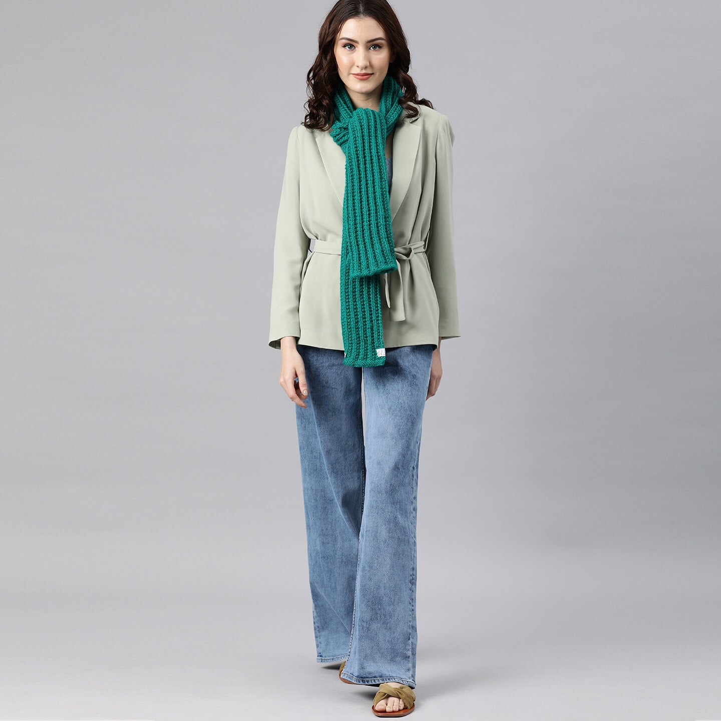 Scarf with Self Design - Dark Green 2639